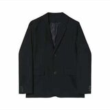 【网图现货】黑色垫肩痞帅便单痞帅西服大码宽松西装外套X022/P75，男装西服套装，星座205-3