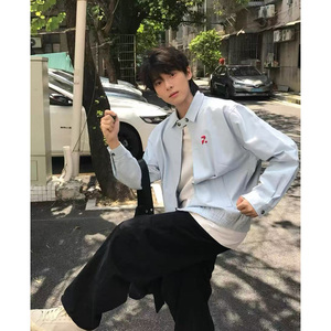 现货   浅蓝色早秋正肩cleanfit短款宽松休闲夹克JK1699/特P65图片