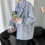 2021秋新款西装港风纯色帅气宽松小西装百搭上衣205-3#/，男装西服，星座205-3