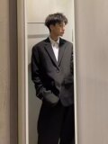 【网图现货】黑色垫肩痞帅便单痞帅西服大码宽松西装外套X022/P75，男装西服套装，星座205-3