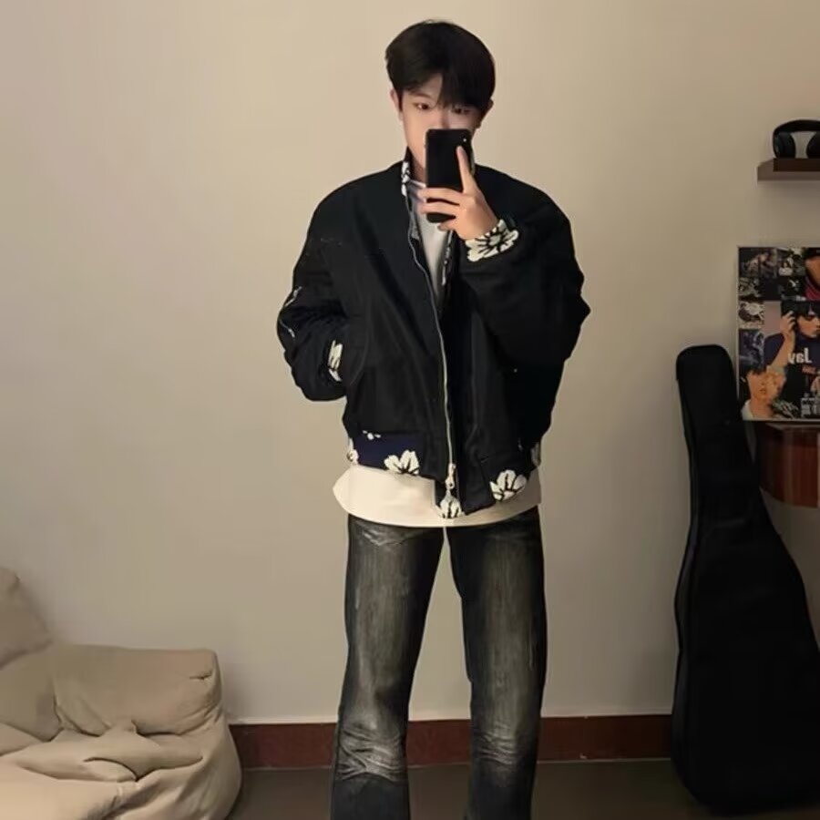 【网图有货】美式复古棒球服夹克男秋季百搭宽松潮流外套0132/P75,男装夹克,星座205-3