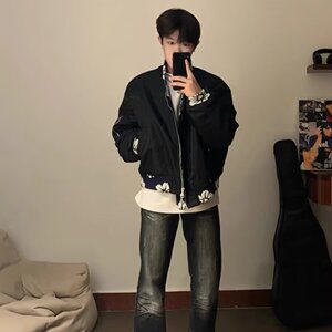 【网图有货】美式复古棒球服夹克男秋季百搭宽松潮流外套0132/P75图片