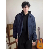 【网图现货】藏青色美式复古防水棒球服翻领夹克男3365/特P45，男装夹克，星座205-3