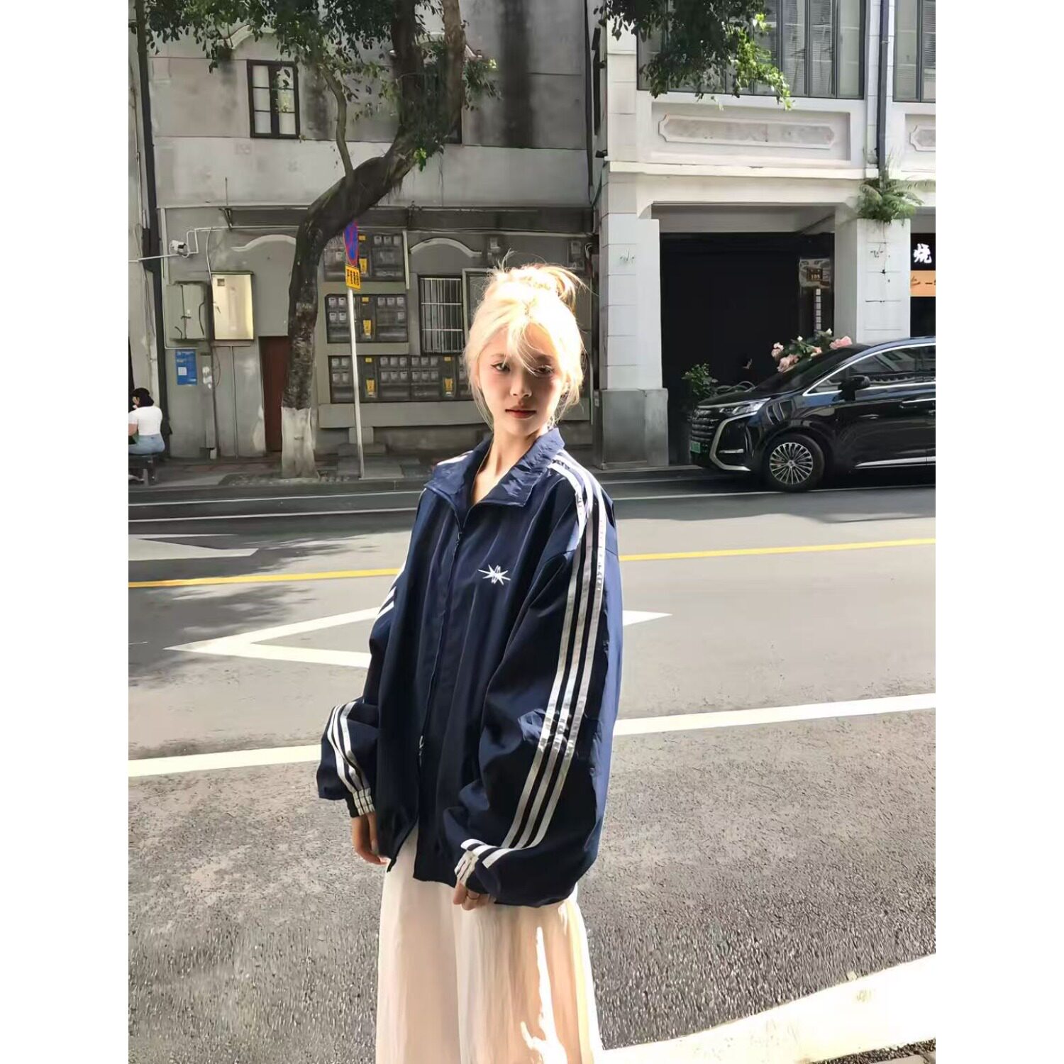 现货美式三条杠蓝色夹克男短款宽松运动风外套J996/P70,男装夹克,星座205-3