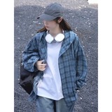 网图现货美式宽松连帽格子泡泡纱防晒衬衣男女FS003/P45，商品下架区，星座205-3