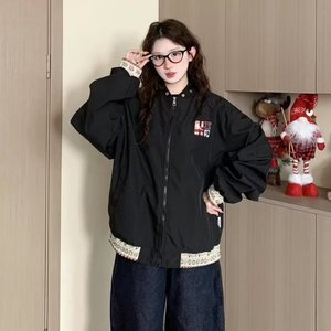 现货 秋季美式刺绣防水宽松棒球服民族风夹克男女J178/P75图片