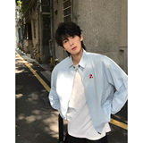现货浅蓝色早秋正肩cleanfit短款宽松休闲夹克JK1699/特P65，男装夹克，星座205-3