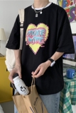 夏季情侣港风短袖宽松卡通印花潮流T恤上衣205-3#T21/，男装T恤，星座205-3