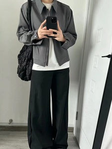 【网图有货】秋季潮流痞帅休闲垫肩夹克宽松短款上衣2550/P75图片