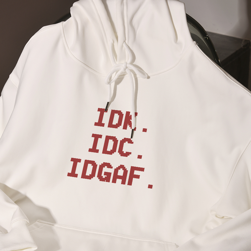 IDK.IDC.IDGA连帽卫衣秋冬加绒宽松慵懒风百搭小众男女同款情侣装