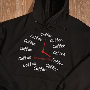 just 情侣装 want coffee连帽卫衣秋冬加绒宽松慵懒男女同款