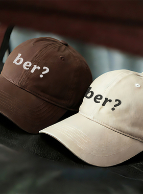 ber？韩国情侣男女百搭显脸小鸭舌帽刺绣软顶棒球帽