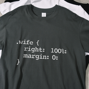 wife right:100%margin夏季新款短袖t恤宽松休闲纯棉百搭男女情侣