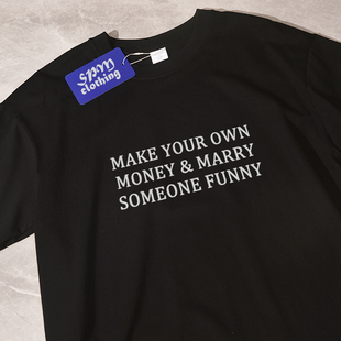 SOMEONE FUNNY夏季新款短袖t恤宽松休闲纯棉百搭男女情侣