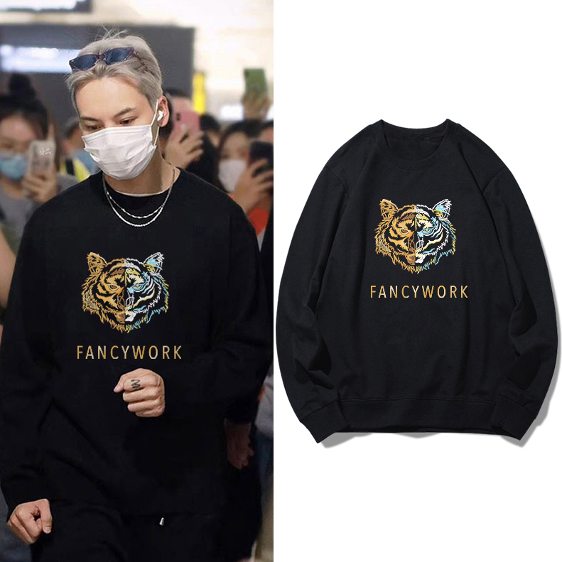 异色老虎头薄款加大卫衣