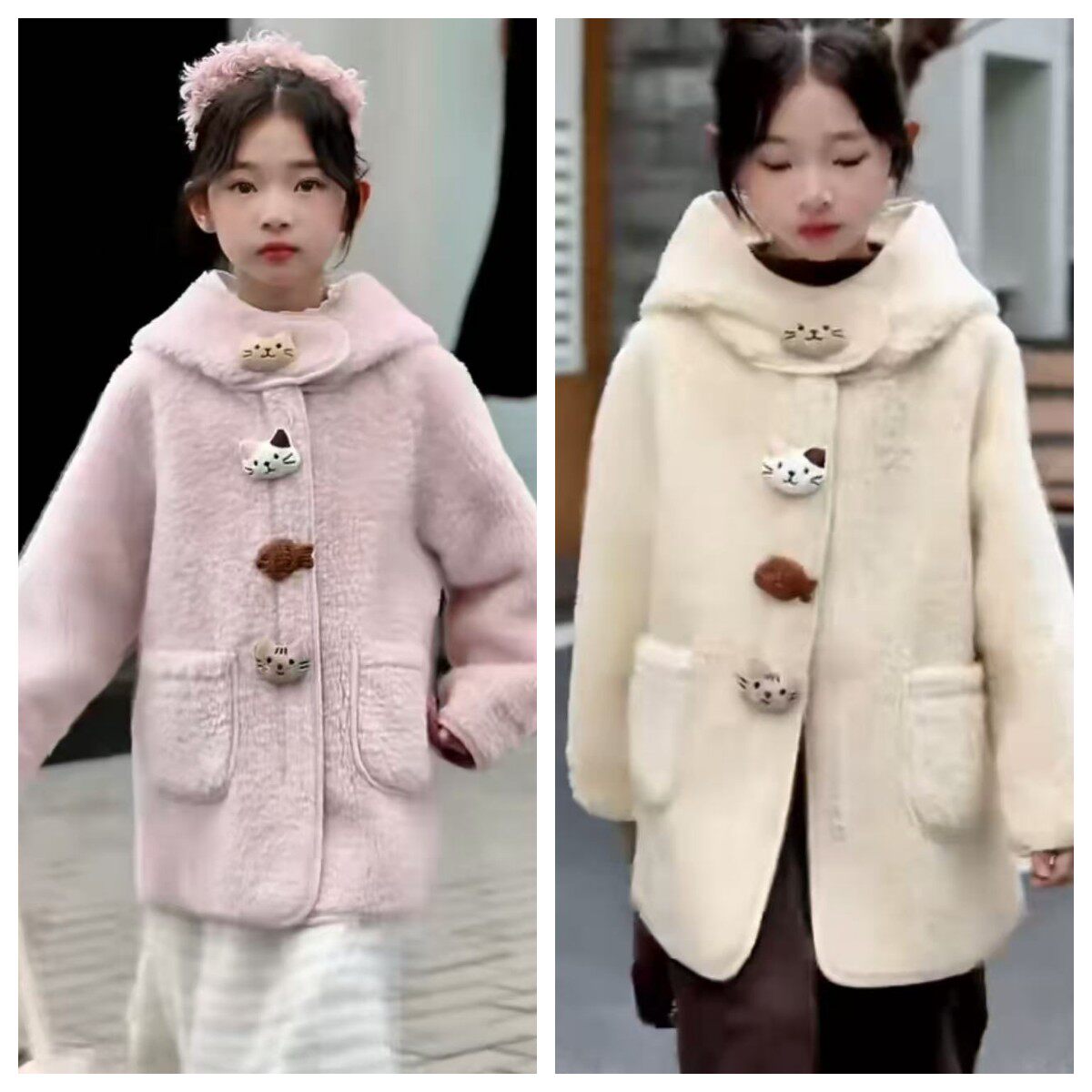 女童加厚外套秋冬季2025新款儿童羊羔绒中长款毛毛衣宝宝冬装