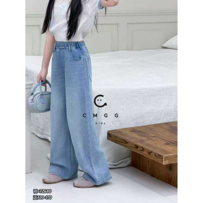 女童春秋高腰显瘦阔腿牛仔裤