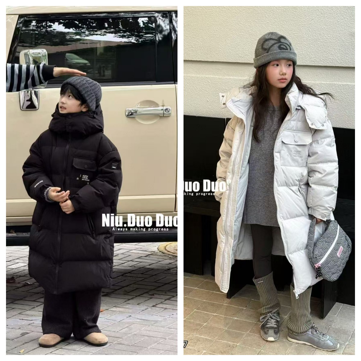 新款男女童长款羽绒服韩式加厚白鸭绒保暖外套冬季