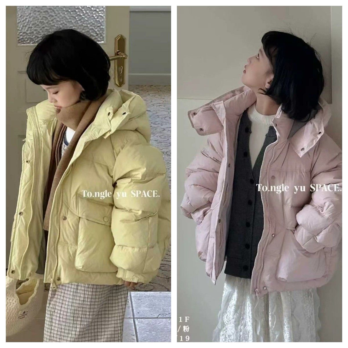 童装童乐鱼羽绒服2025韩版短款连帽羽绒服女冬季加厚保暖面包服