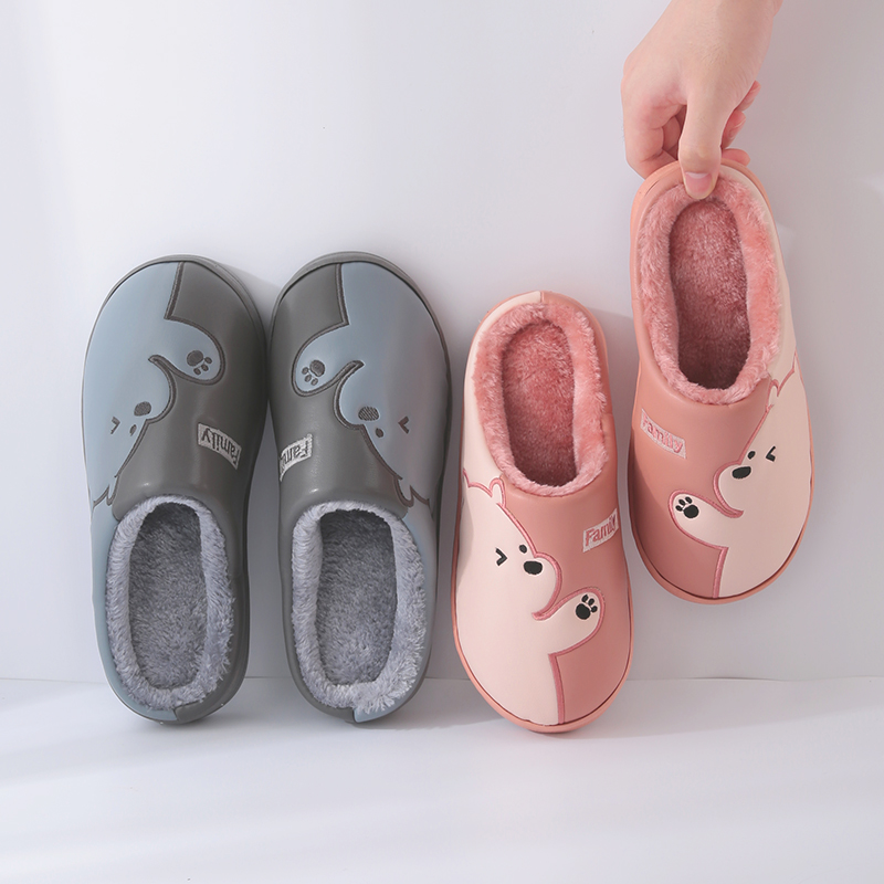 防水女士毛绒月子卡通风棉拖鞋