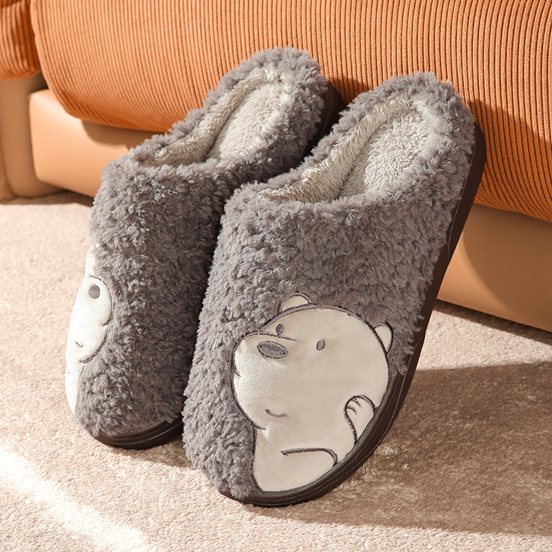 男士厚底防滑毛绒棉拖鞋