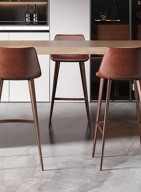 澳大利亚进口头层牛皮真皮吧椅 现代简约靠背高脚椅轻奢高级7267