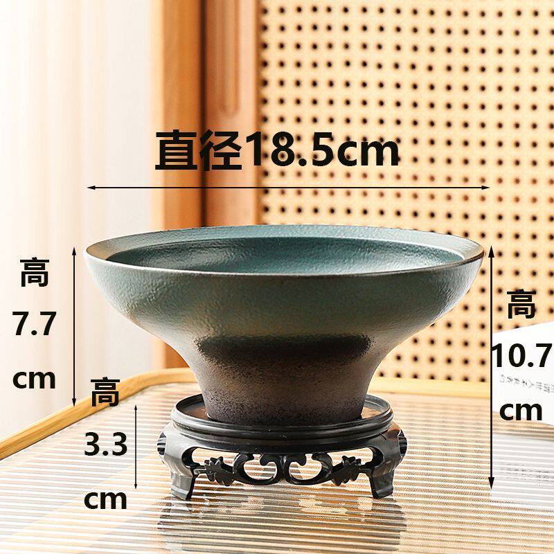 佛手柑专用盆水培苔藓盆栽陶瓷花盆摆件中式高脚果盘米竹器皿蕨类
