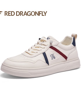 红蜻蜓2026春季牛皮男式板鞋小白鞋AC78006001厚底休闲底耐磨透气