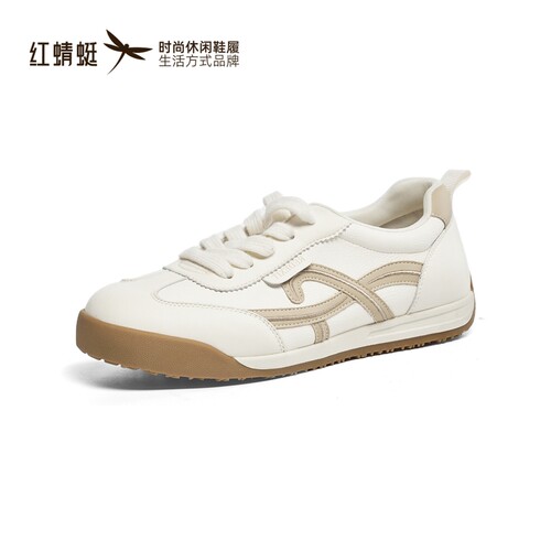 红蜻蜓秋季女休闲阿甘鞋德训平跟
