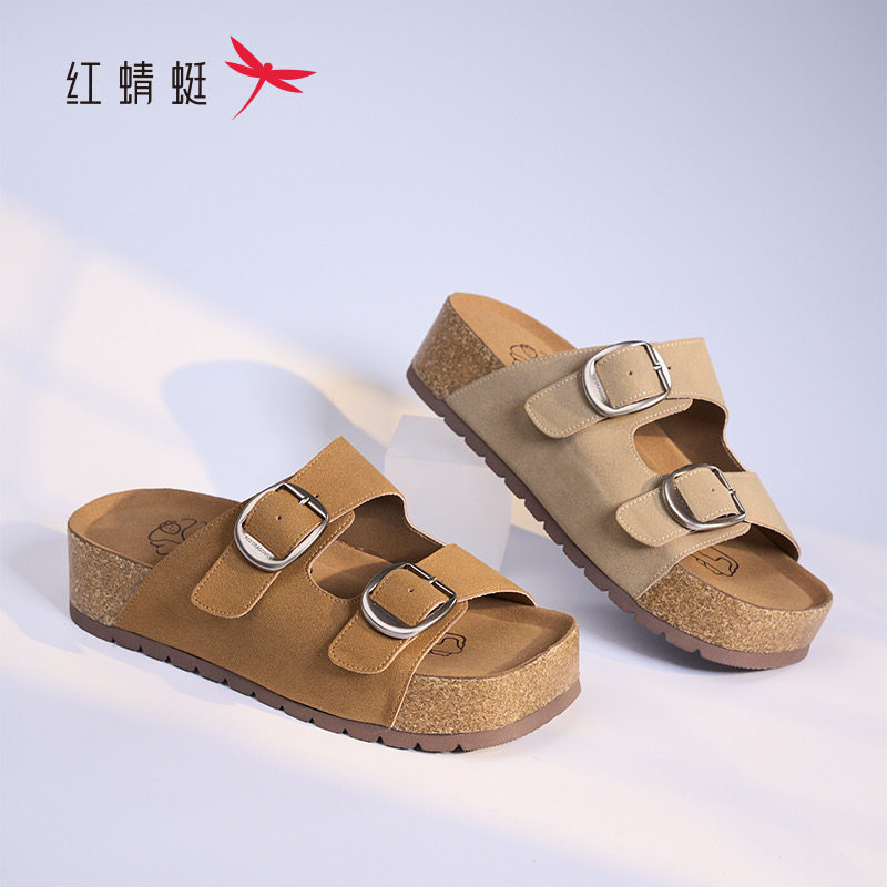 红蜻蜓夏勃肯女鞋凉拖鞋厚底休闲