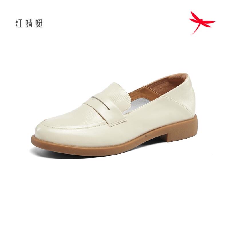 红蜻蜓乐福新款女士浅口皮便鞋