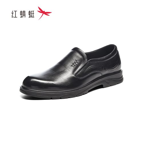 红蜻蜓春季男式单牛皮鞋商务耐磨