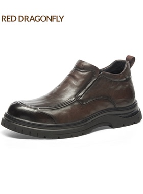 红蜻蜓2025冬牛皮男靴冬季DD62000141H短靴棉鞋 DD62000142H 耐磨