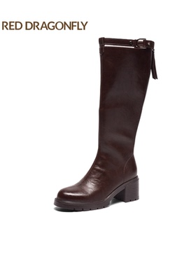 红蜻蜓2025冬季女士高筒时装靴子CD68366021B加绒CD68366022H棉鞋