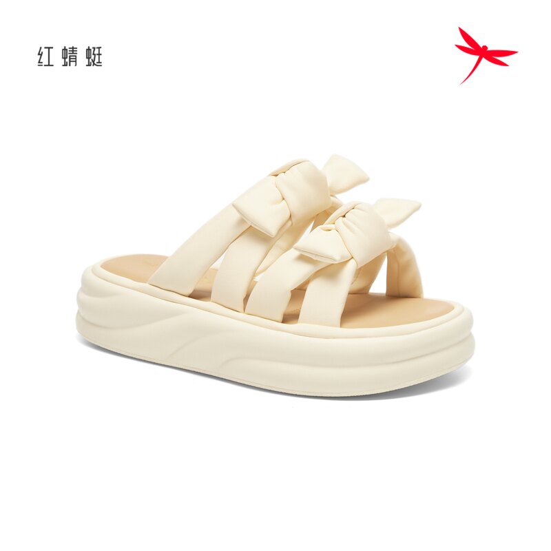 红蜻蜓夏季女士凉托鞋一字带厚底