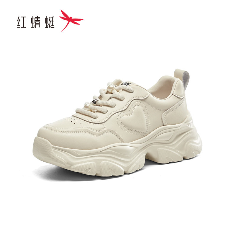 红蜻蜓秋季女士老爹鞋小白鞋休闲