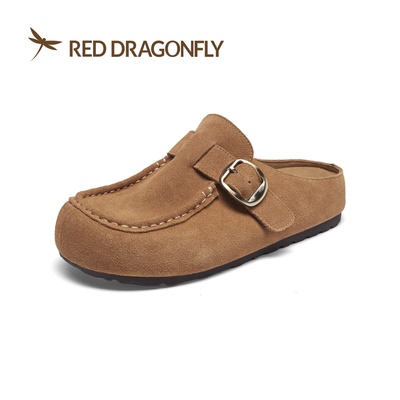 红蜻蜓春季牛皮勃肯鞋女单鞋休闲