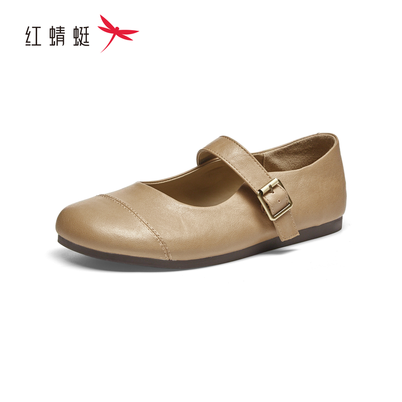 红蜻蜓女士单软面便鞋玛丽珍平底