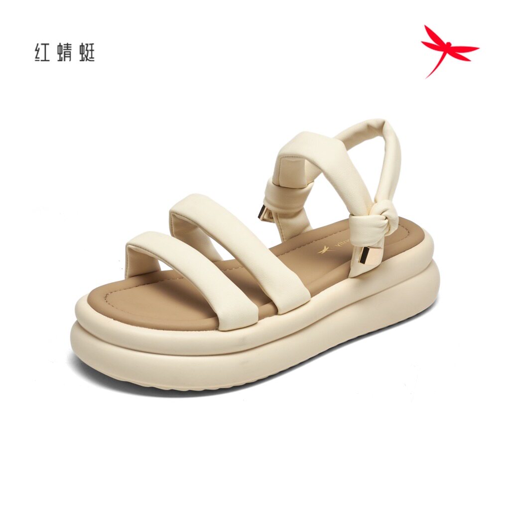红蜻蜓凉鞋女夏季新简约露趾厚底图片