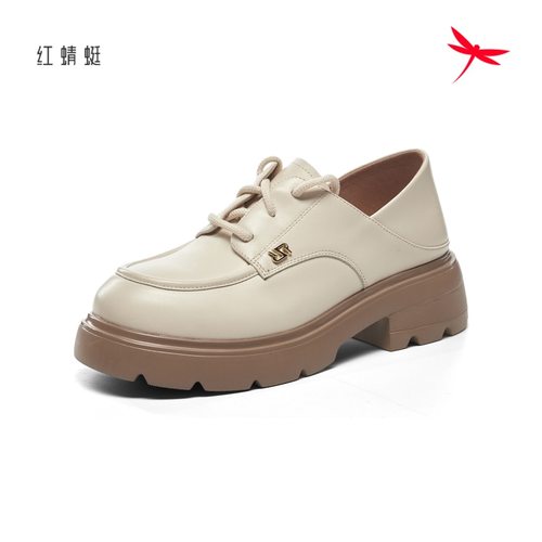 红蜻蜓秋季新女单复古乐福鞋厚底