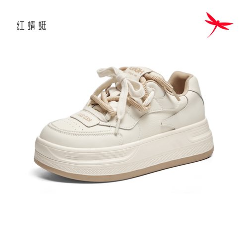 红蜻蜓板面包鞋厚底春双色鞋带
