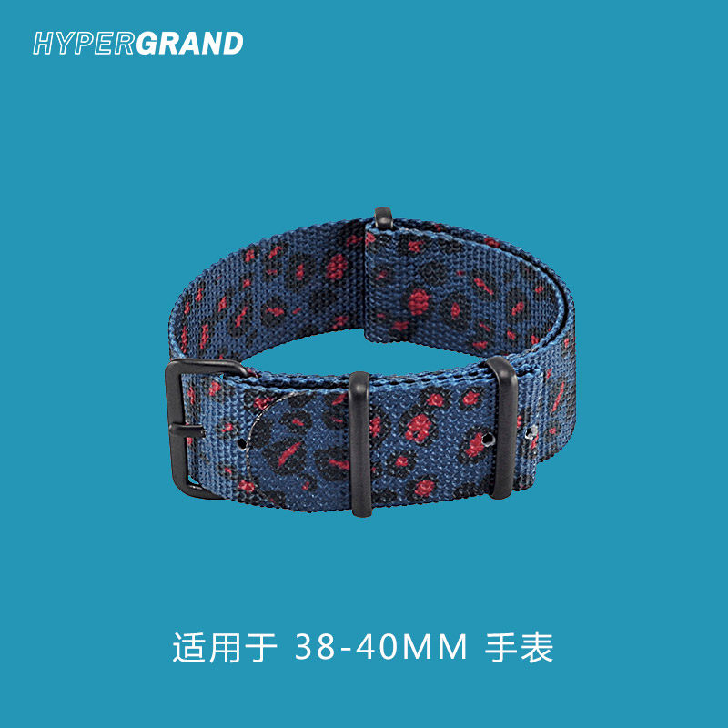 hypergrand腕表NATO系列印花黑扣表带 宽度20mm 适用38-40mm表盘