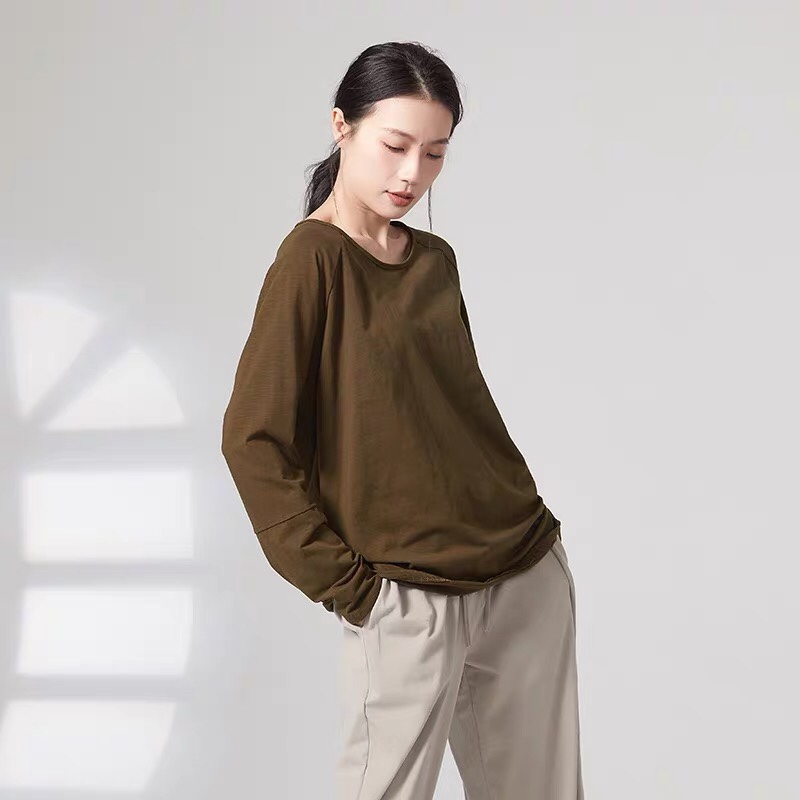 现代舞男女同款练功服舞蹈服长袖上衣宽松瑜伽服舞蹈服跳舞T恤衫