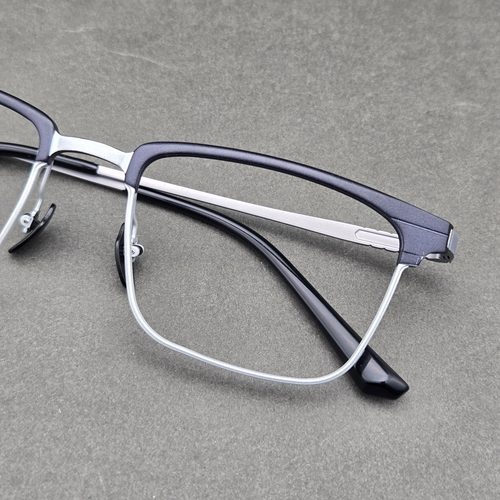 珠光蓝色精致小片型复古纯钛眉线镜框仅10克可配高度数散光防蓝光