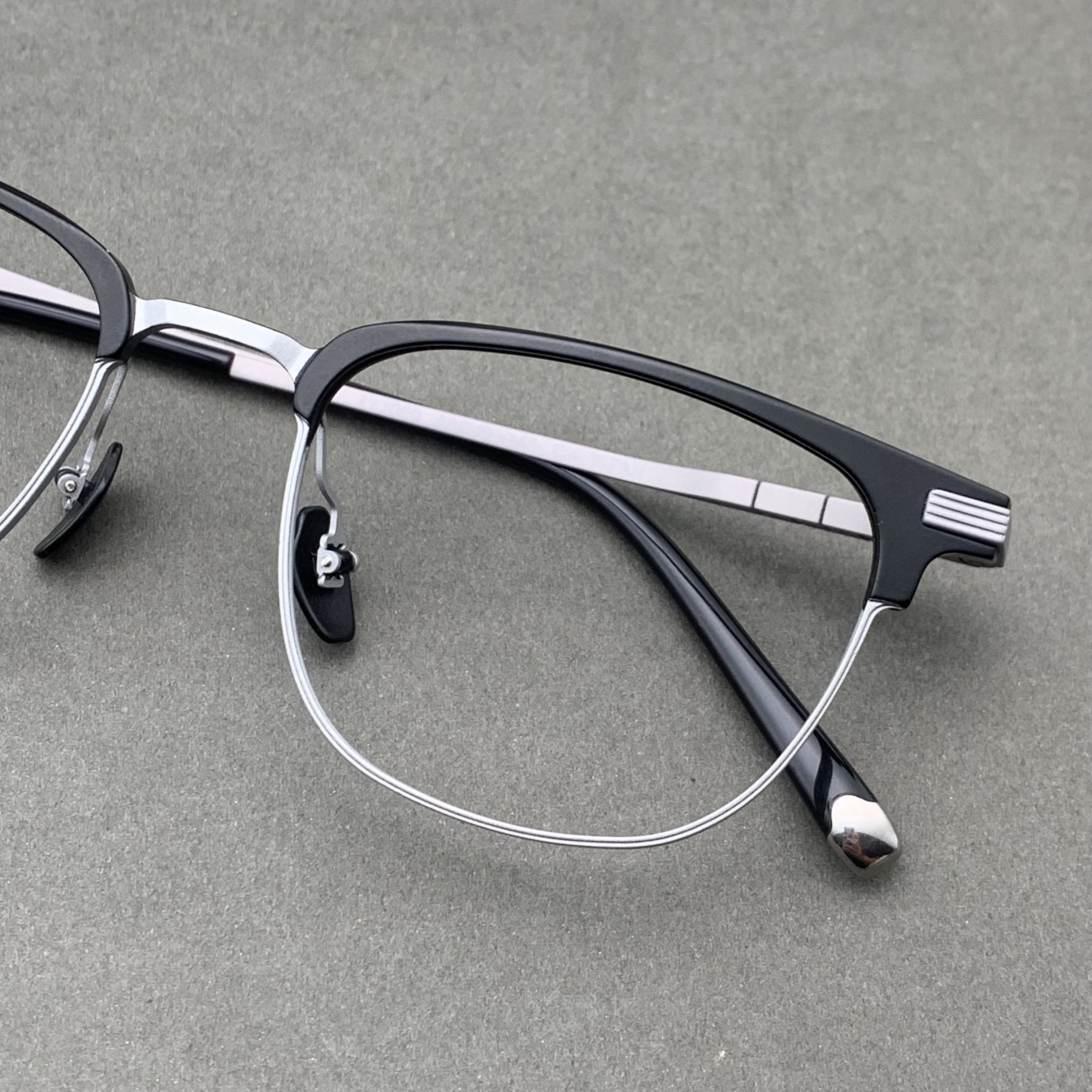 薰衣草紫灰色复古铝镁双色眼镜眉线框钛架男防蓝光配度数变色近视