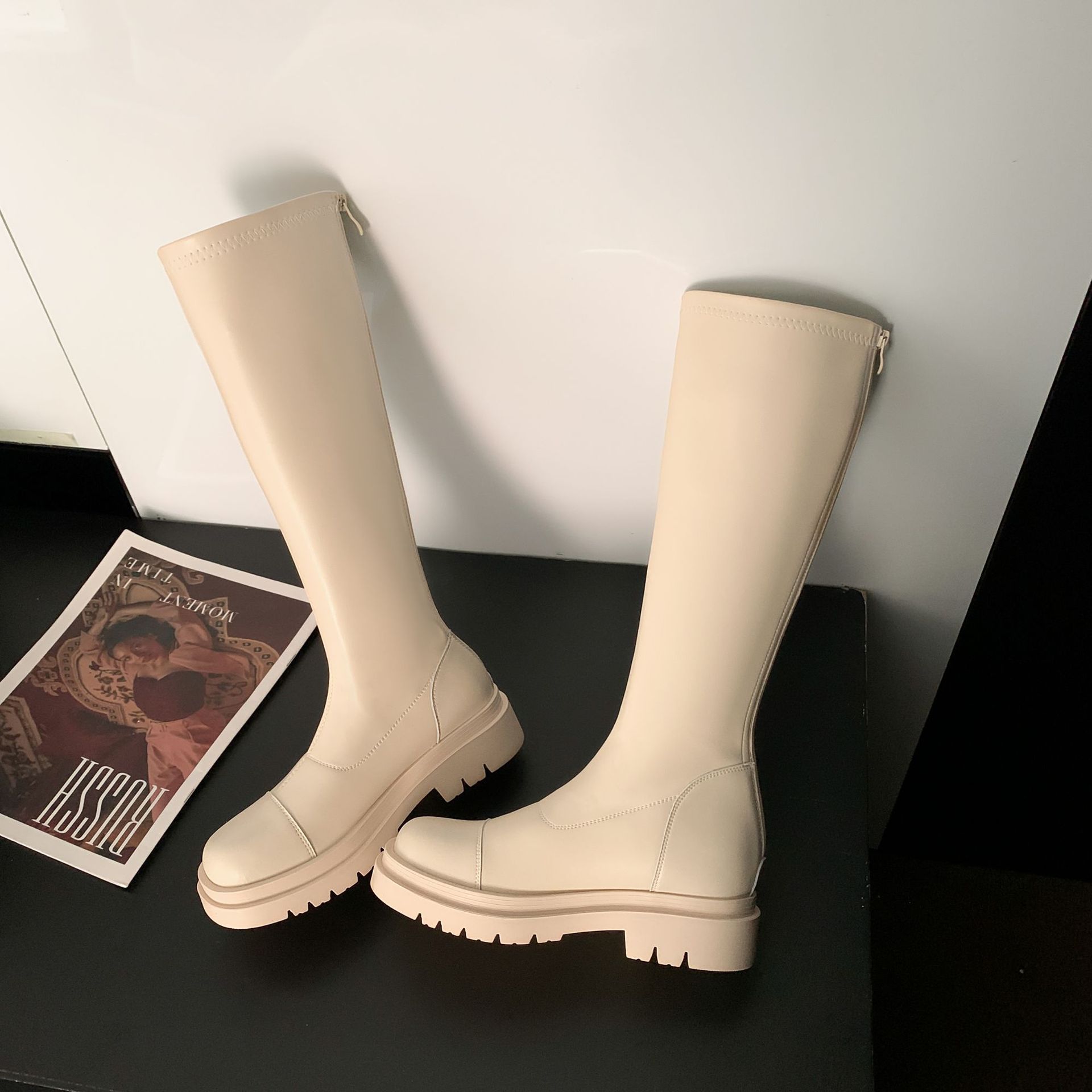 小个子内不过膝长筒靴秋冬女鞋瘦瘦靴弹力骑士靴厚底高筒长靴