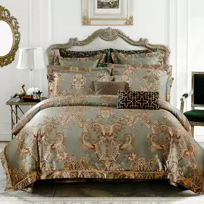 High-end damask satin jacquard four-piece European bed six-piece set hollow 1 8-meter bedding