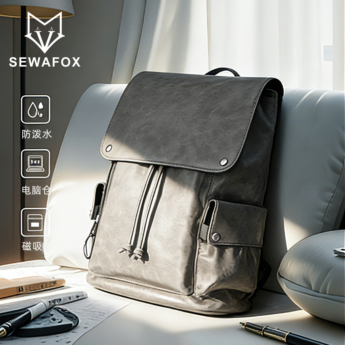 男士复古双肩包高级感简约休闲大容量通勤背包商务电脑包书包女