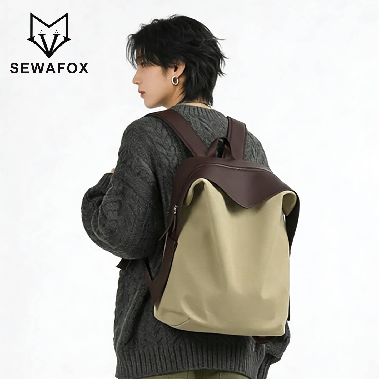 高级感帆布双肩包男女同款大容量轻便百搭通勤旅行背包休闲款书包