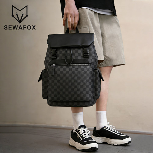 SEWAFOX/塞瓦狐皮质双肩包男背包